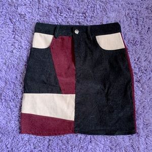 🌟🔥Color block corduroy skirt